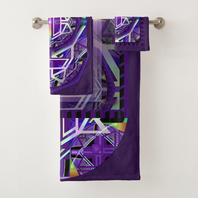 Purple W3 Bath Towel Set (Insitu)