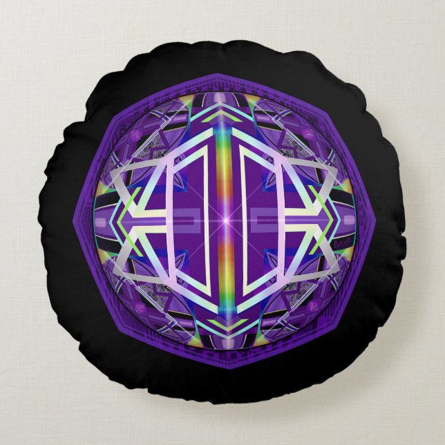 Purple W3 Round Pillow (Front)