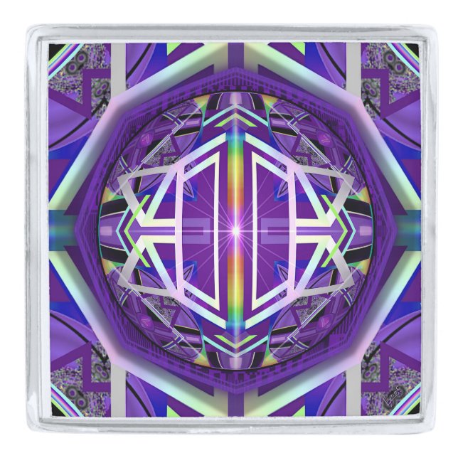 Purple W3 Silver Finish Lapel Pin (Front)