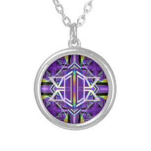 Purple W3 Silver Plated Necklace