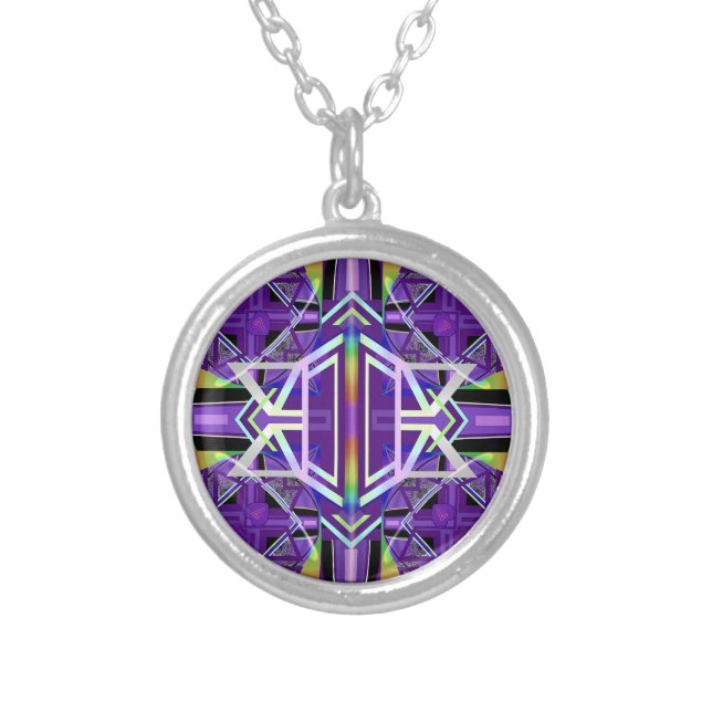 Purple W3 Silver Plated Necklace (Front)