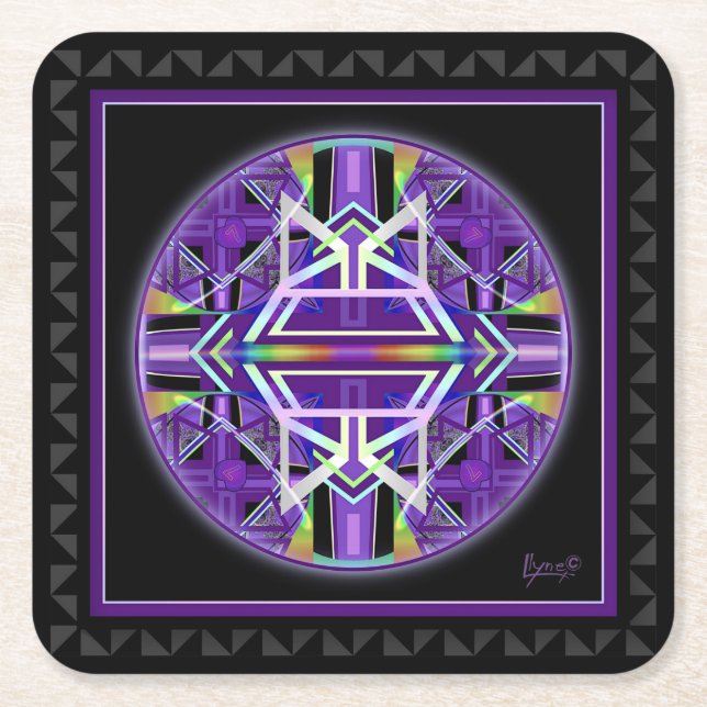 Purple W3 Square Paper Coaster (Front)
