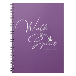 Purple Walk in the Spirit Bible Verse   Notebook