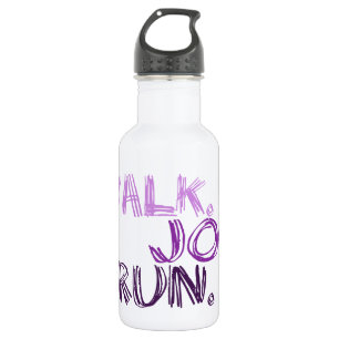 PURPLE WALK JOG RUN (font SCRIBBLE) Stainless Steel Water Bottle
