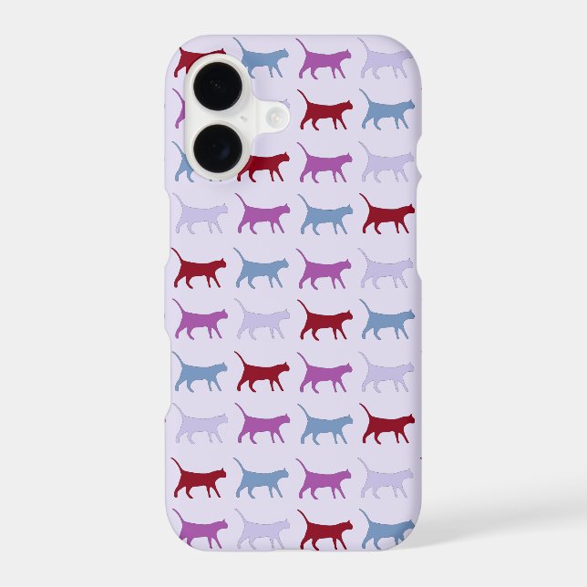 Purple Walking Cat Pattern Iphone Case (Back)