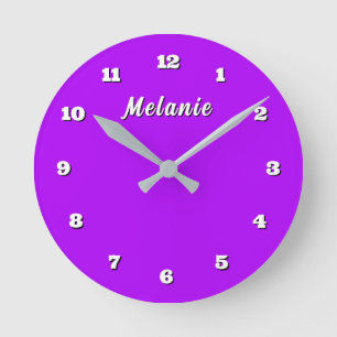 Purple Wall Clock Personalized Custom Name