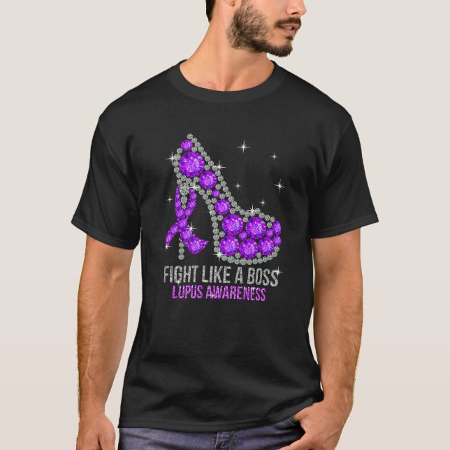 Purple Warrior Fight Lupus Like A Boss T-Shirt (Front)