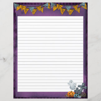 Purple Wash Halloween Stationary Lined Paper