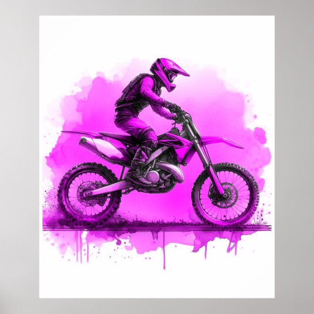 Purple Water Color Dirt Bike  Poster (Front)