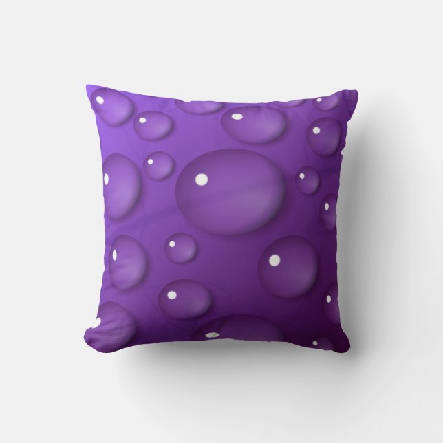 Purple Water Drop Pattern Throw Pillow (Front)