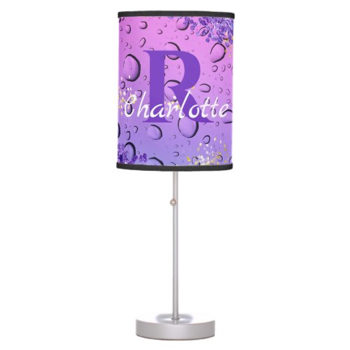 Purple Water Droplets  Blue and White Ombre Table Lamp