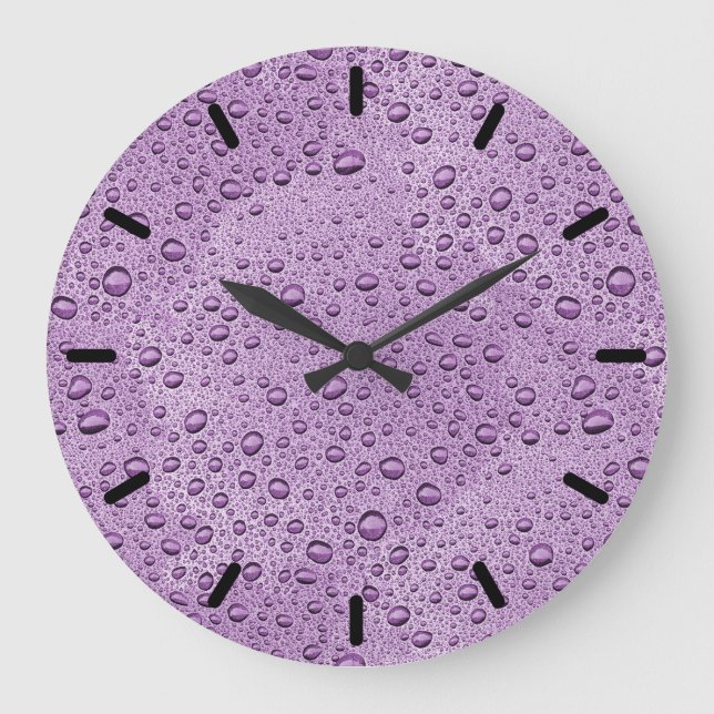 Purple water droplets large clock (Front)