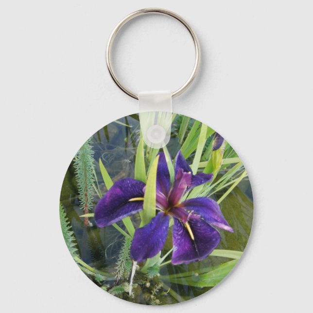 Purple Water Iris Keychain (Front)