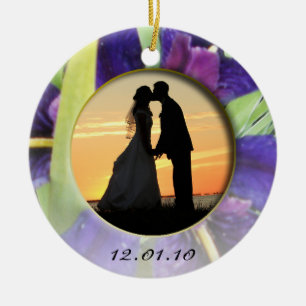 Purple Water Iris Photo Ceramic Ornament