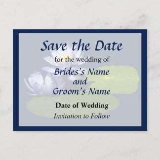 Purple Water Lilies in Sunshine Save the Date Announcement Postcard