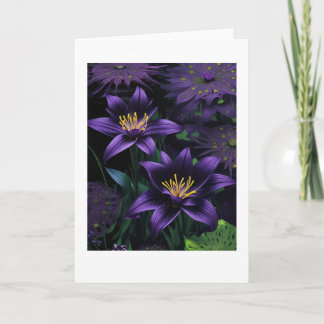 Purple Water Lillies Folded Greeting Card