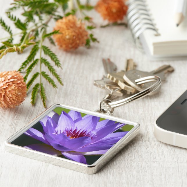 Purple Water Lily Keychain (Side)