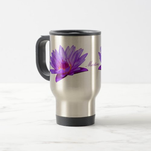 Purple Water Lily Travel Mug