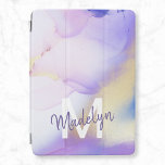 Purple Watercolor Abstract Girly Luxury Monogram iPad Air Cover<br><div class="desc">Easily personalize this glamorous style abstract lilac watercolor paint and faux gold spray background with your custom details.</div>