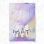 Purple Watercolor Abstract Girly Luxury Monogram Kitchen Towel<br><div class="desc">Easily personalize this glamorous style abstract lilac watercolor paint and faux gold spray background with your custom details.</div>