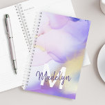 Purple Watercolor Abstract Girly Luxury Monogram Planner<br><div class="desc">Easily personalize this glamorous style abstract lilac watercolor paint and faux gold spray background with your custom details.</div>