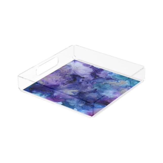 Purple watercolor acrylic tray (Angled)
