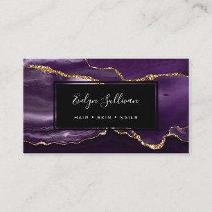purple watercolor agate business card