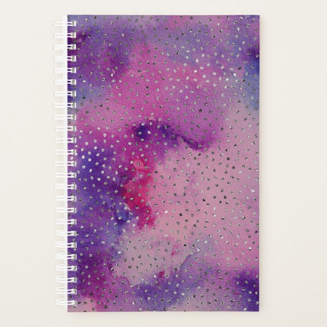 Purple watercolor and glitter planner (Front)