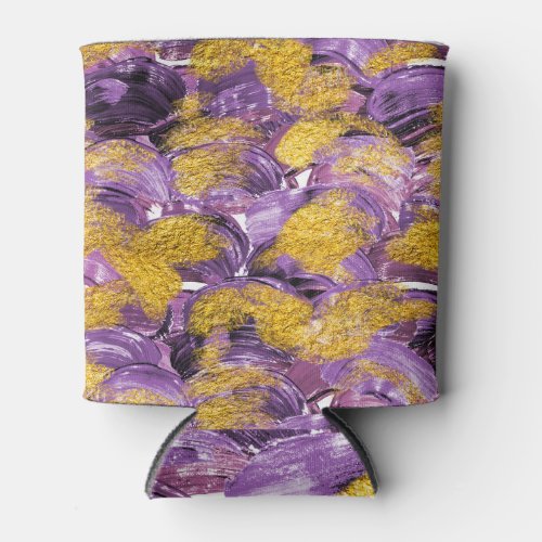 Purple Watercolor Artistic Gold Fusion Can Cooler