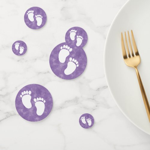 Purple Watercolor Baby Shower Foot Print Confetti