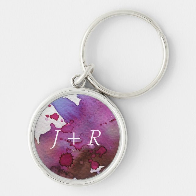 Purple Watercolor Background Keychain (Front)