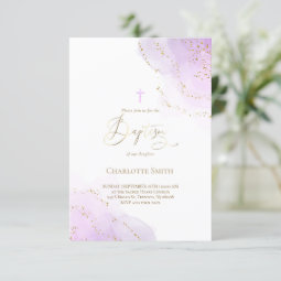 purple watercolor Baptism Invitation | Zazzle