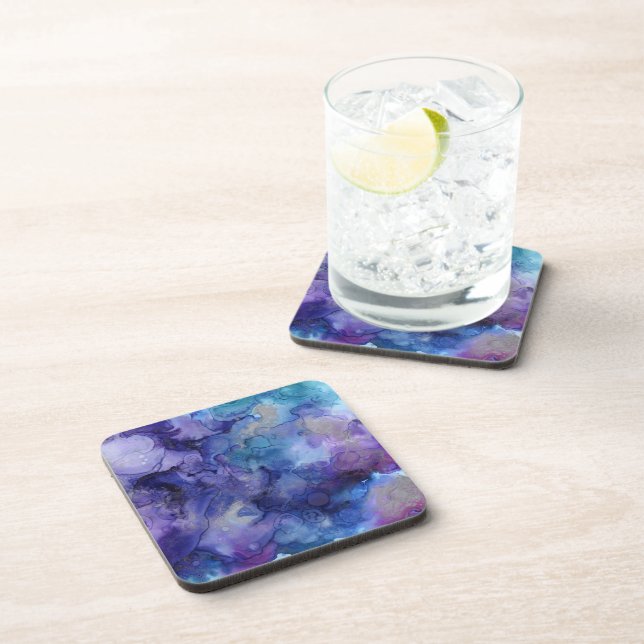 Purple watercolor beverage coaster (Right Side)
