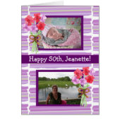 Purple Watercolor Birthday Now and Then Photos (Front)