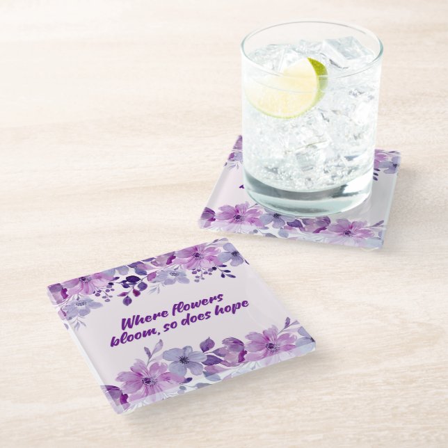 Purple Watercolor Blossom Coaster (Angled)