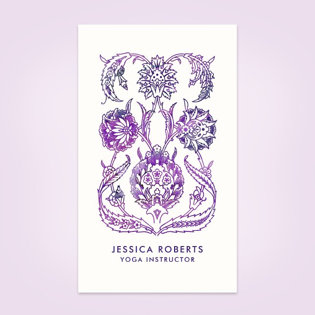 Purple Watercolor Bohemian Yoga Teacher Business Card (Creator Uploaded)