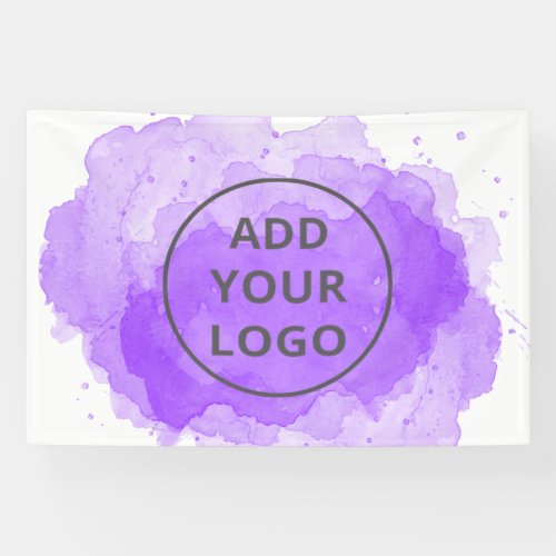Purple watercolor brushstroke upload your logo banner