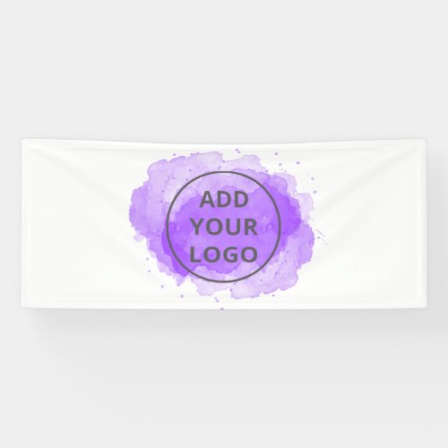 Purple watercolor brushstroke upload your logo banner