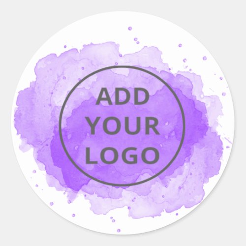 Purple Watercolor Brushstroke Your Logo Here Classic Round Sticker