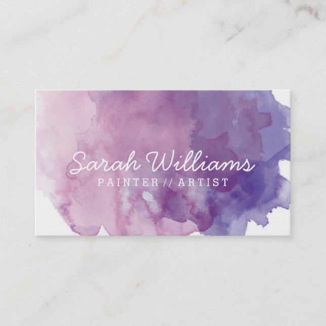 Purple Watercolor Business Card (Front)