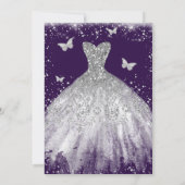 Purple Watercolor Butterfly Dress Quinceanera  Invitation (Back)