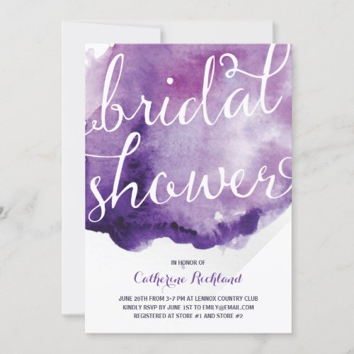 Watercolor Calligraphy | Bridal Shower 5x7 Paper Invitation Card