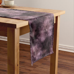 Purple Watercolor Celestial Sky Short Table Runner
