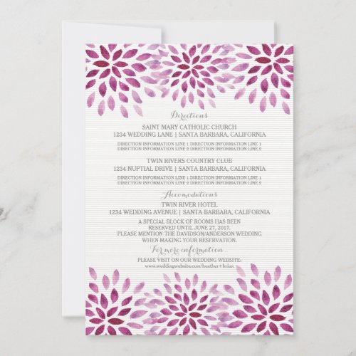 Purple Watercolor Chrysanthemum Information Card