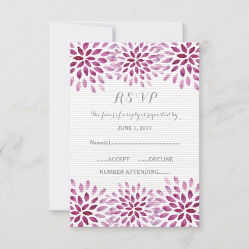 Purple Watercolor Chrysanthemum RSVP Card