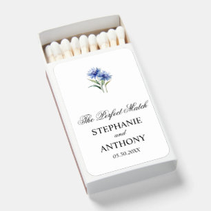 Purple Watercolor Cornflower WIldflower Wedding Matchboxes