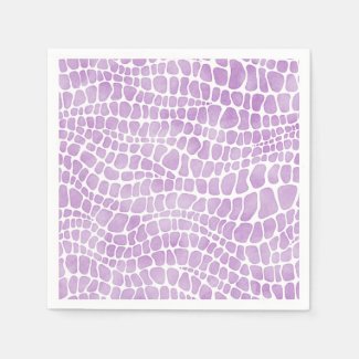 Purple Watercolor Crocodile Skin Pattern Napkins