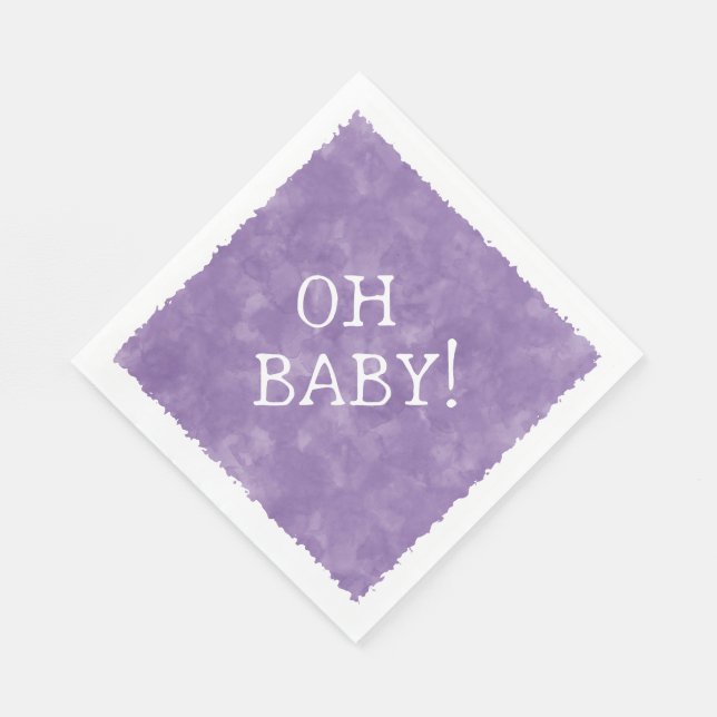 Purple Watercolor Custom Text Baby Shower Oh Baby Napkins (Corner)
