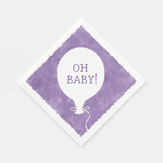 Purple Watercolor Custom Text Baby Shower Oh Baby Napkins (Corner)