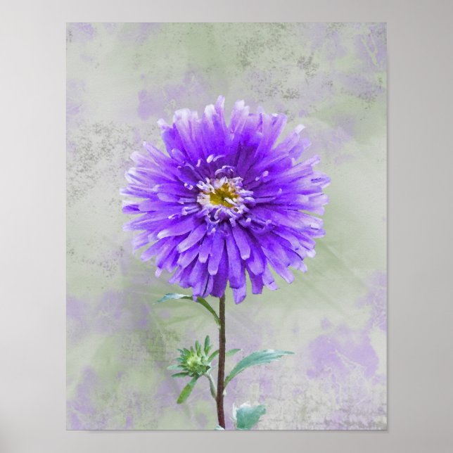 Purple Watercolor Dahlia Poster (Front)